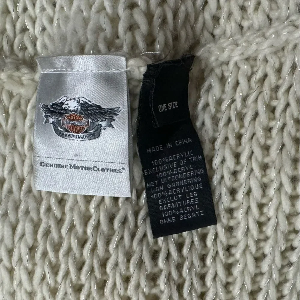 Harley Davidson Cream Shimmer Knit Infinity Scarf Women’s